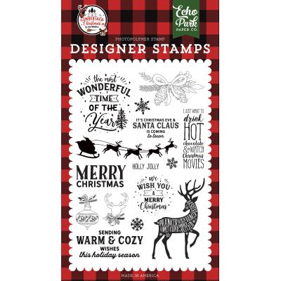 Echo Park A Lumberjack Christmas Clear Stamps - Warm and Cozy Wishes